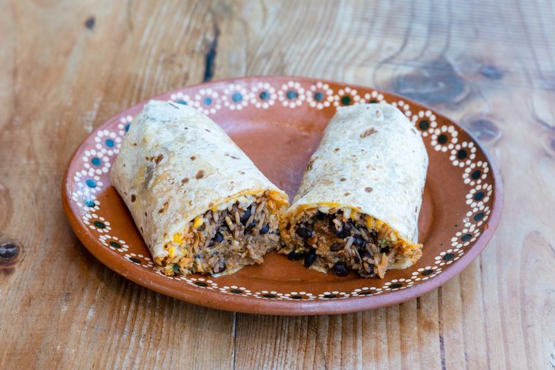 Big as Yo Face burrito stuffed with carne and rice